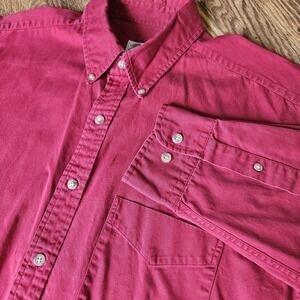 BROOKS BROTHERS Solid Red All Cotton Sport Shirt Large EUC Collared Button Up‎